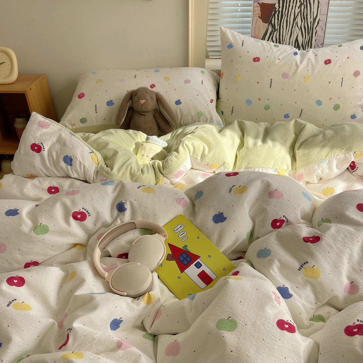 91家纺网 家纺一手货源 找家纺 繁花家居 2026新款木棉双层纱四件套 甜果眠语