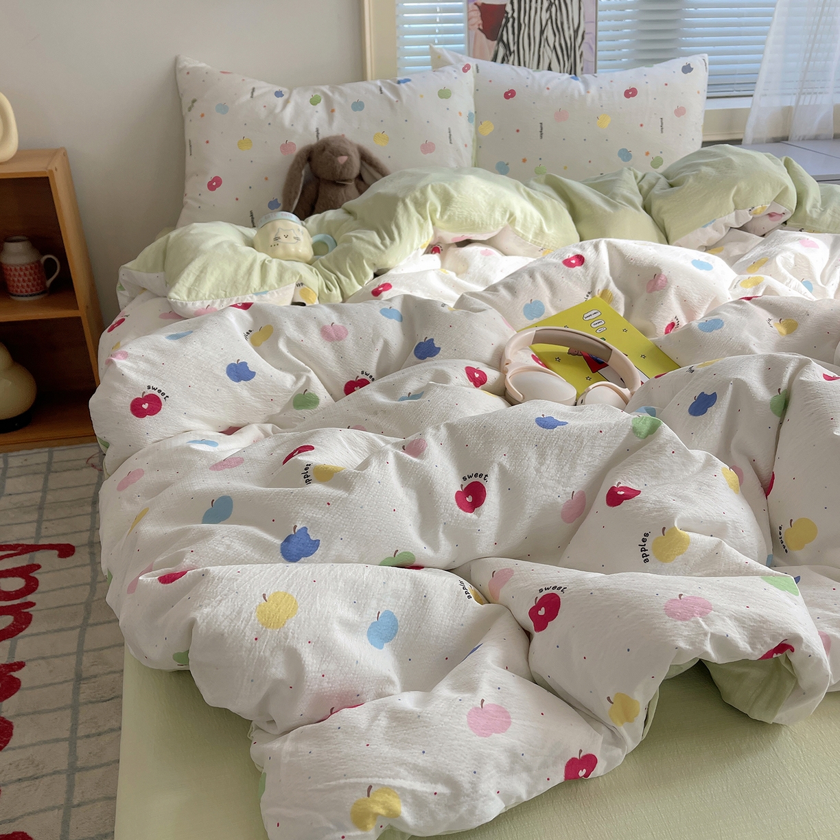 91家纺网 家纺一手货源 找家纺 繁花家居 2026新款木棉双层纱四件套 甜果眠语