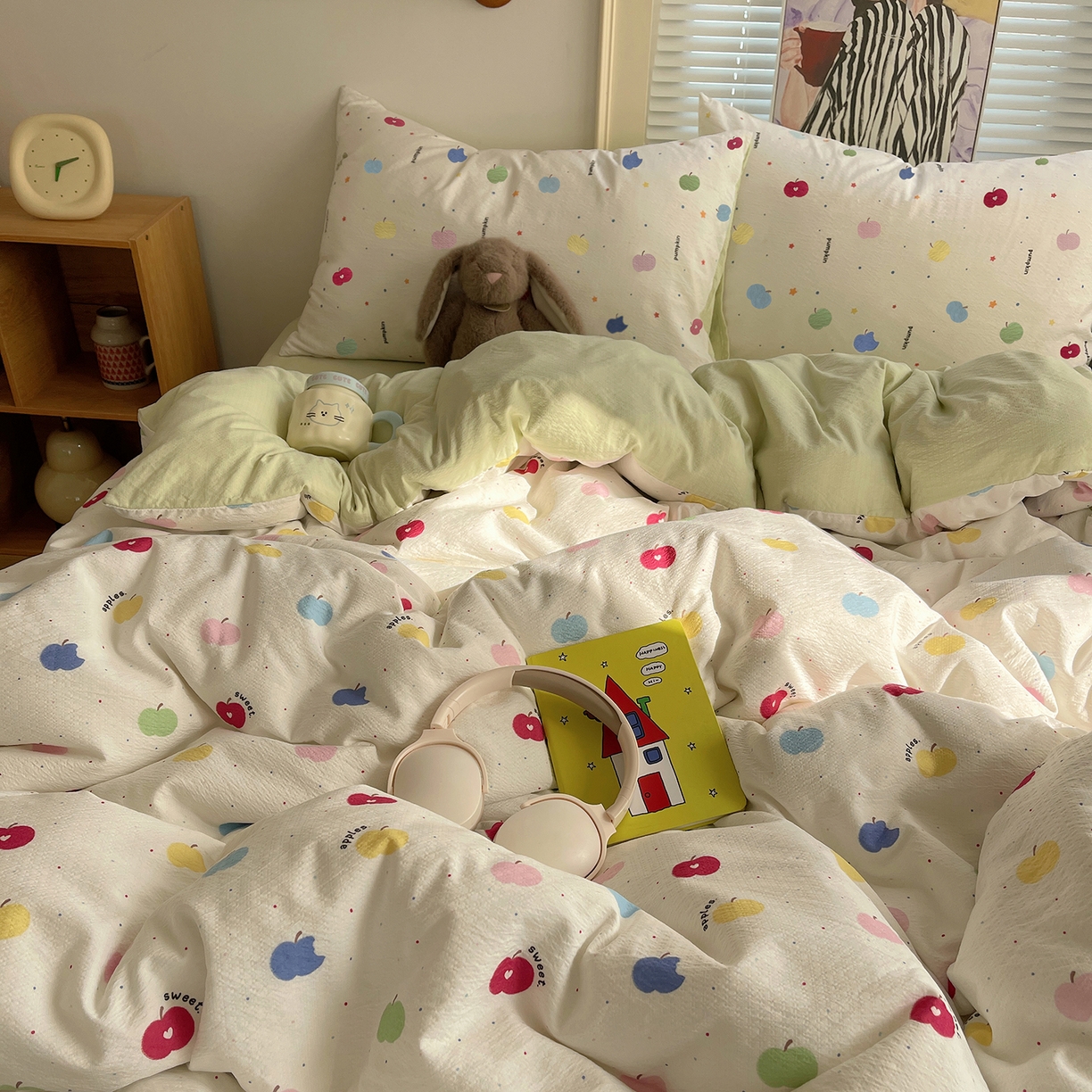 91家纺网 家纺一手货源 找家纺 繁花家居 2026新款木棉双层纱四件套 甜果眠语