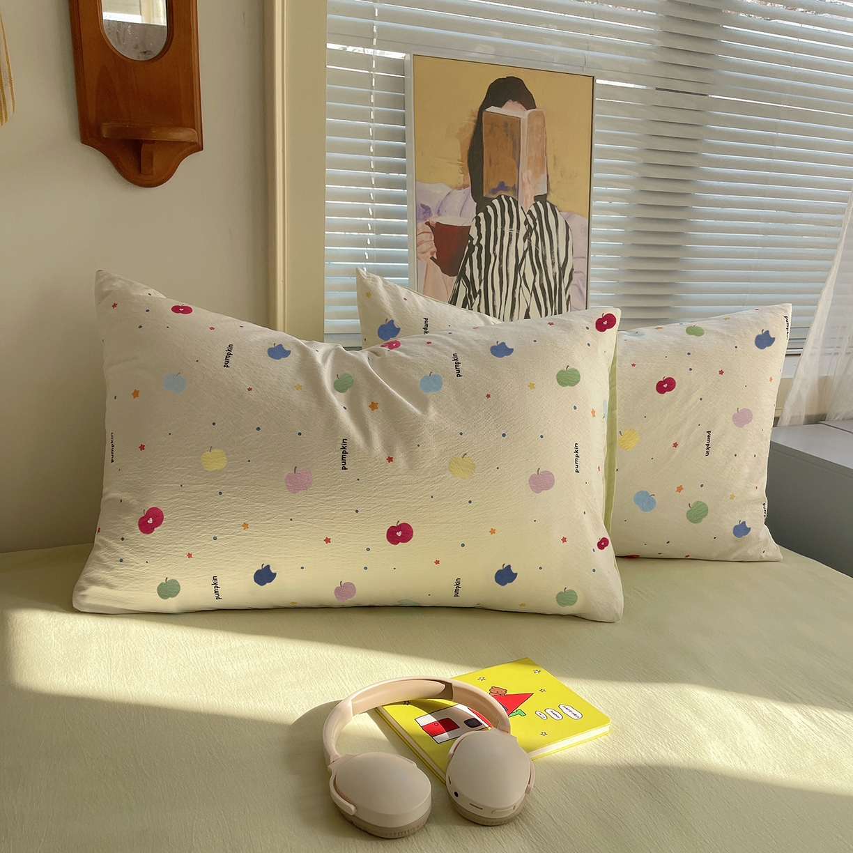 91家纺网 家纺一手货源 找家纺 繁花家居 2026新款木棉双层纱四件套 甜果眠语