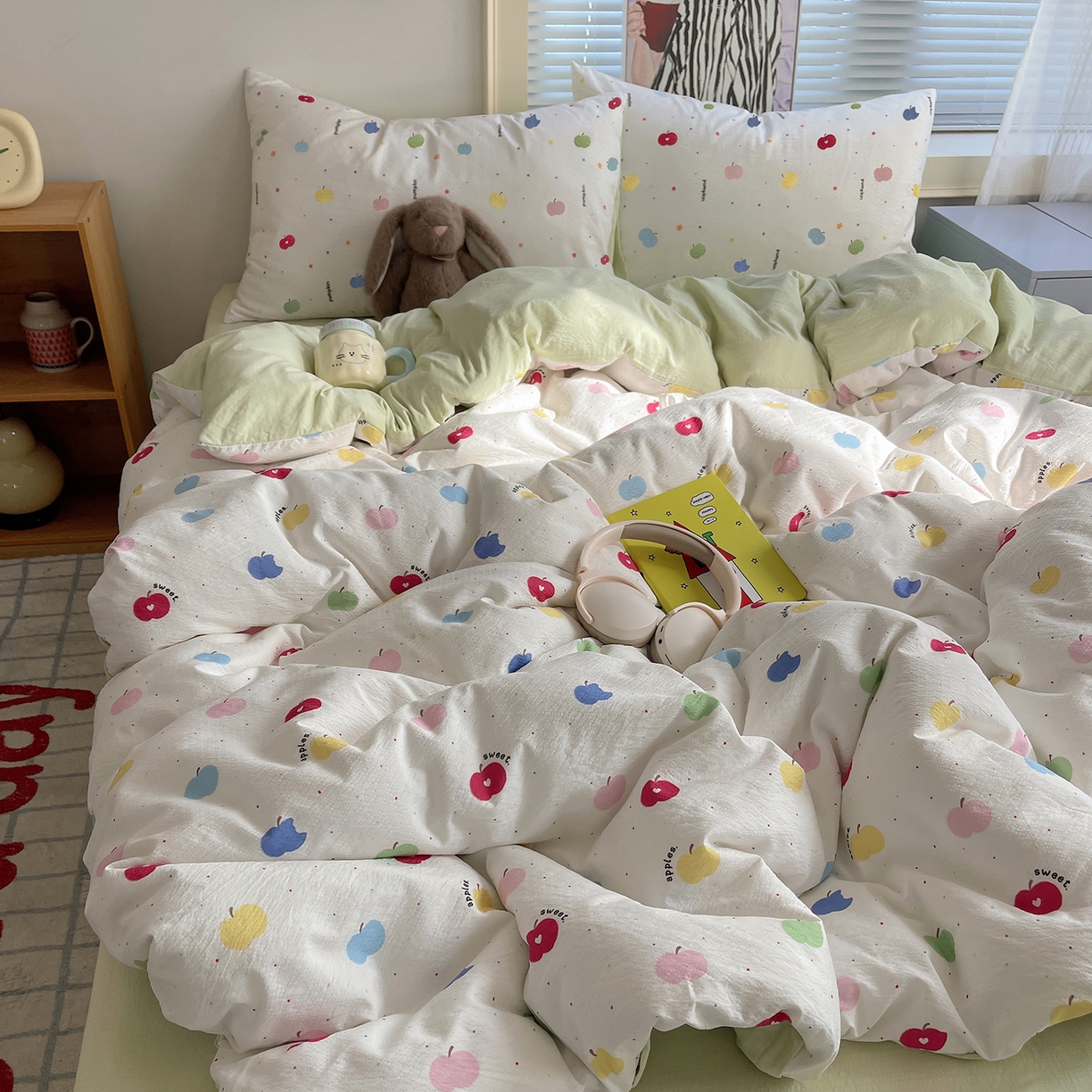 91家纺网 家纺一手货源 找家纺 繁花家居 2026新款木棉双层纱四件套 甜果眠语