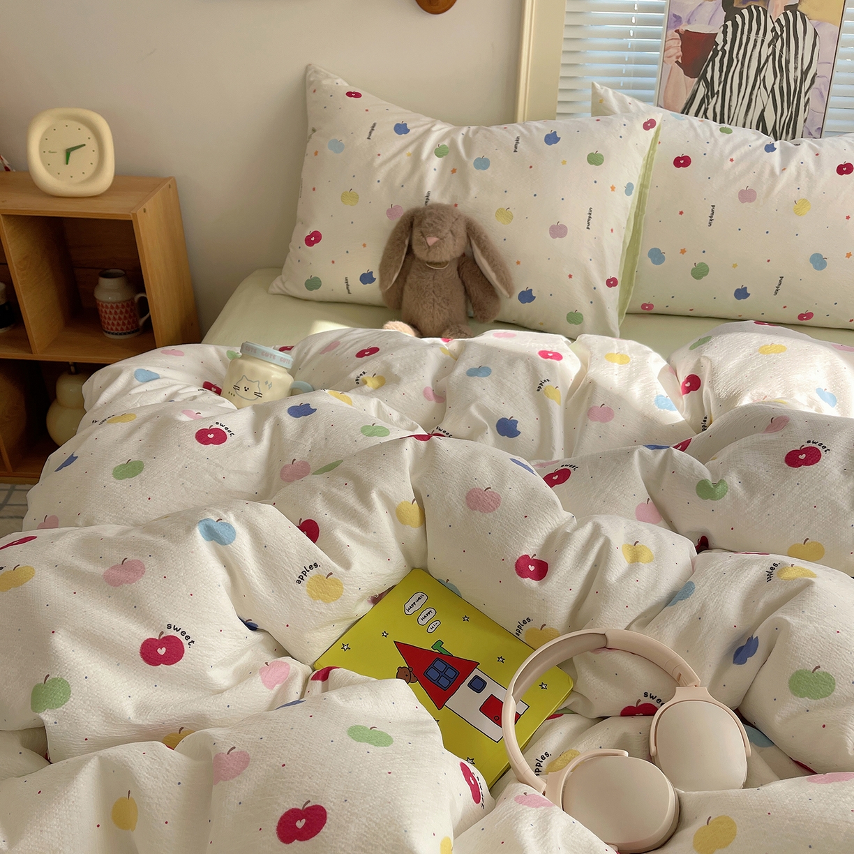 91家纺网 家纺一手货源 找家纺 繁花家居 2026新款木棉双层纱四件套 甜果眠语