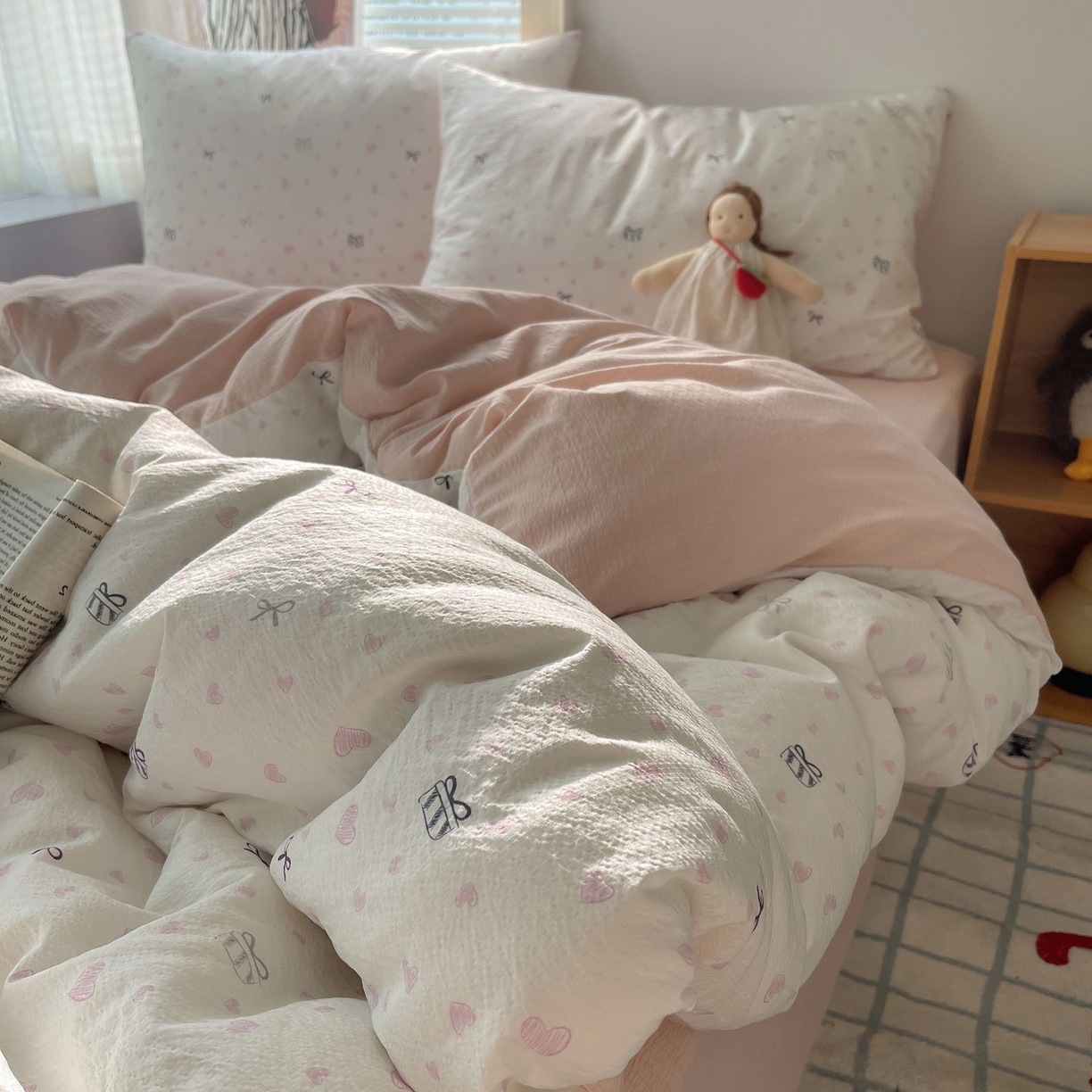 繁花家居 2026新款木棉双层纱四件套 甜梦心结