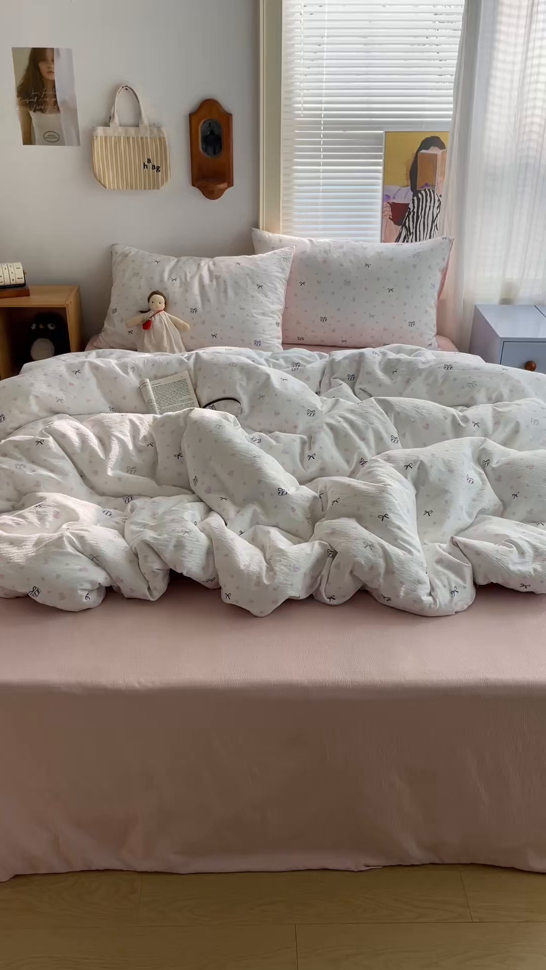 91家纺网 家纺一手货源 找家纺 繁花家居 2026新款木棉双层纱四件套 甜梦心结