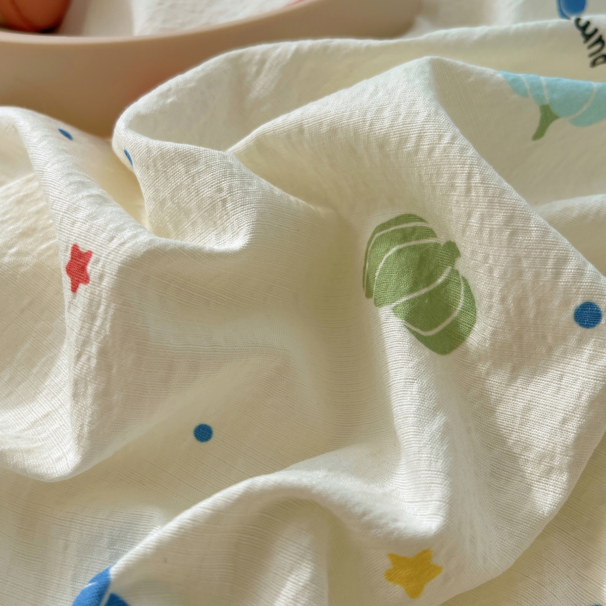 91家纺网 家纺一手货源 找家纺 繁花家居 2026新款木棉双层纱四件套 纤南瓜语