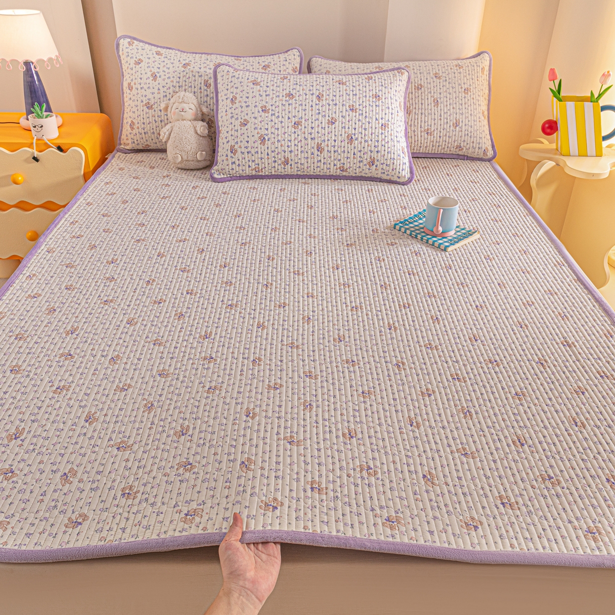 91家纺网 家纺一手货源 找家纺 （总）恒尚居 2026新款纯棉牛奶绒双拼床垫双面两用床褥垫夹棉床盖床褥垫-冬款四季通用-系列一