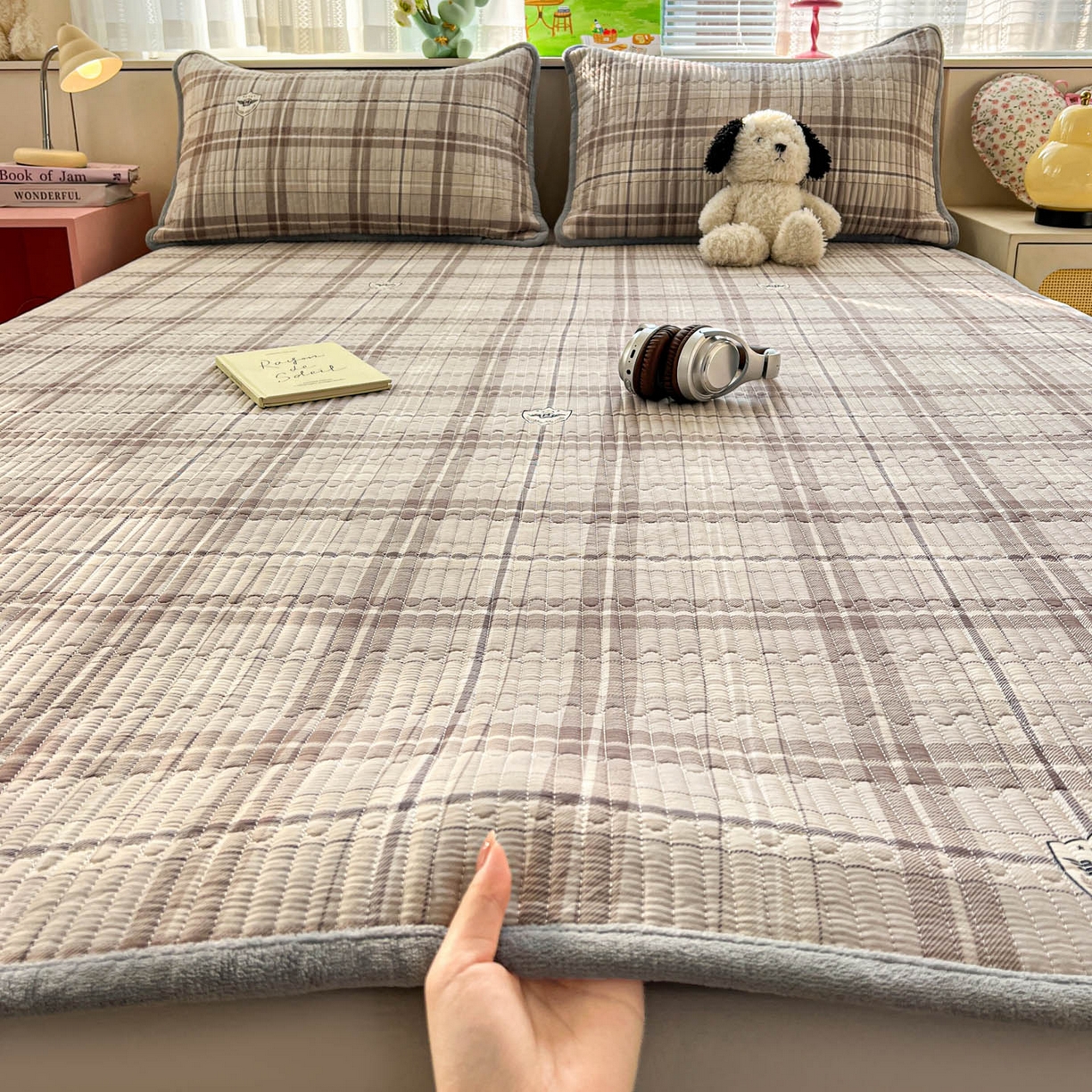 恒尚居 2026新款纯棉牛奶绒双拼床垫双面两用床褥垫夹棉床盖床褥垫-冬款四季通用-系列一 宝莉格【A纯棉-B牛奶绒】