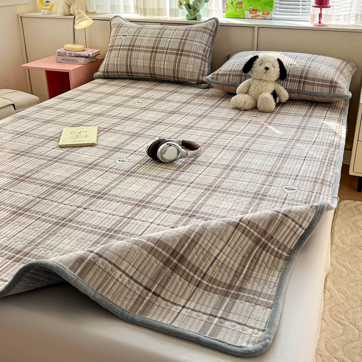 91家纺网 家纺一手货源 找家纺 恒尚居 2026新款纯棉牛奶绒双拼床垫双面两用床褥垫夹棉床盖床褥垫-冬款四季通用-系列一 宝莉格【A纯棉-B牛奶绒】