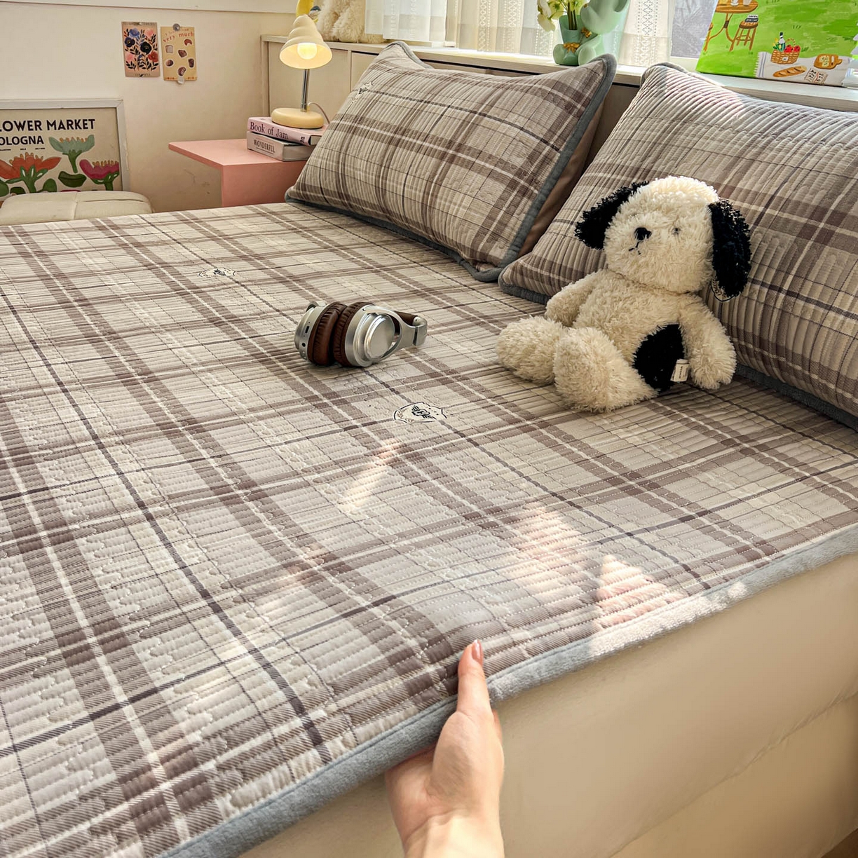 91家纺网 家纺一手货源 找家纺 恒尚居 2026新款纯棉牛奶绒双拼床垫双面两用床褥垫夹棉床盖床褥垫-冬款四季通用-系列一 宝莉格【A纯棉-B牛奶绒】