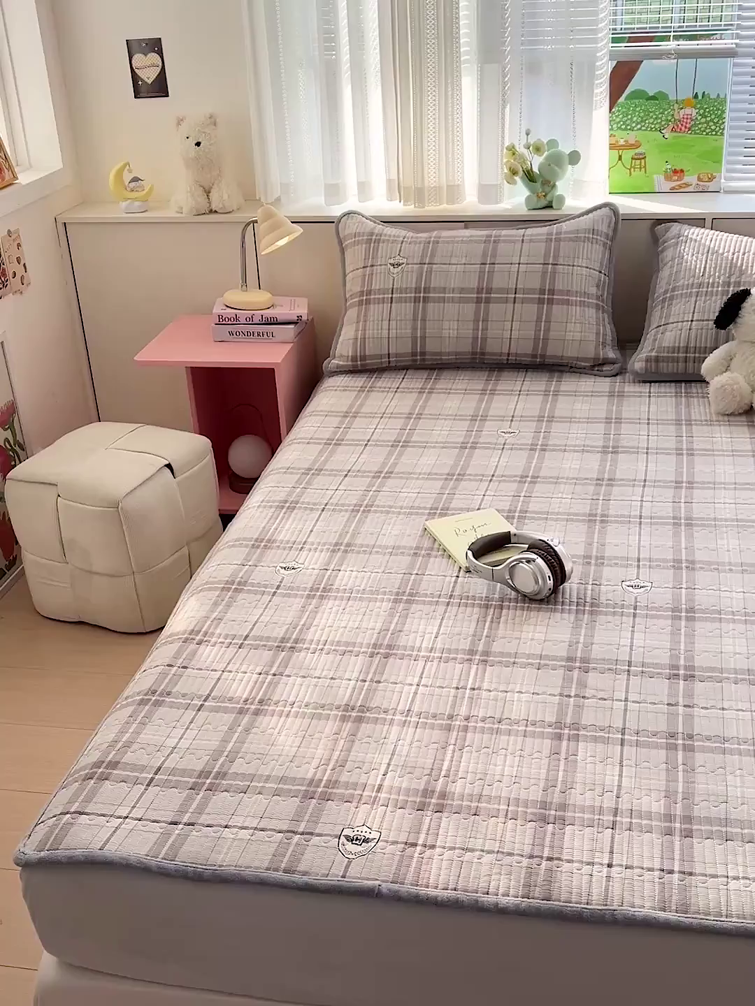 91家纺网 家纺一手货源 找家纺 恒尚居 2026新款纯棉牛奶绒双拼床垫双面两用床褥垫夹棉床盖床褥垫-冬款四季通用-系列一 宝莉格【A纯棉-B牛奶绒】