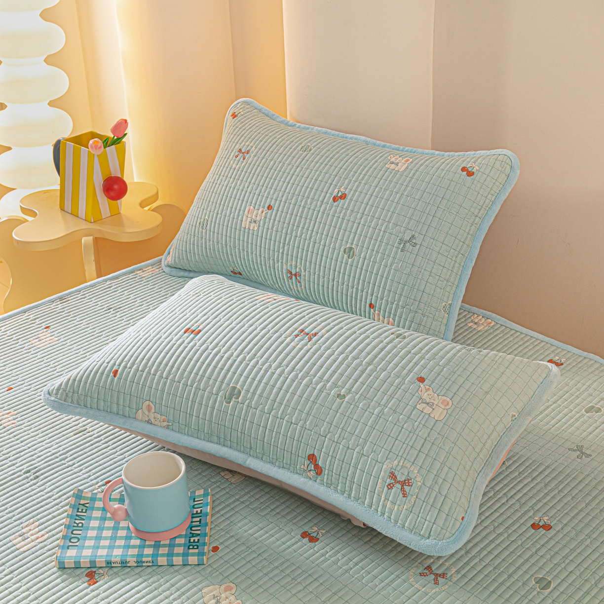 91家纺网 家纺一手货源 找家纺 恒尚居 2026新款纯棉牛奶绒双拼床垫双面两用床褥垫夹棉床盖床褥垫-冬款四季通用-系列一 蓝象【A纯棉-B牛奶绒】