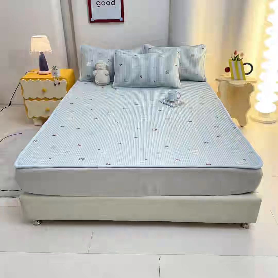 91家纺网 家纺一手货源 找家纺 恒尚居 2026新款纯棉牛奶绒双拼床垫双面两用床褥垫夹棉床盖床褥垫-冬款四季通用-系列一 蓝象【A纯棉-B牛奶绒】