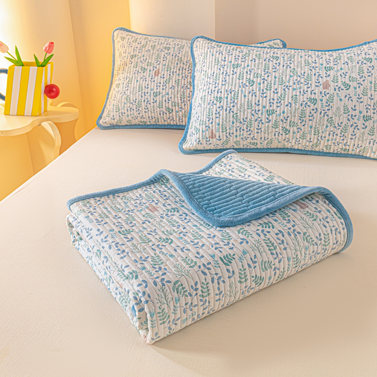 91家纺网 家纺一手货源 找家纺 恒尚居 2026新款纯棉牛奶绒双拼床垫双面两用床褥垫夹棉床盖床褥垫-冬款四季通用-系列一 绿野仙踪【A纯棉-B牛奶绒】