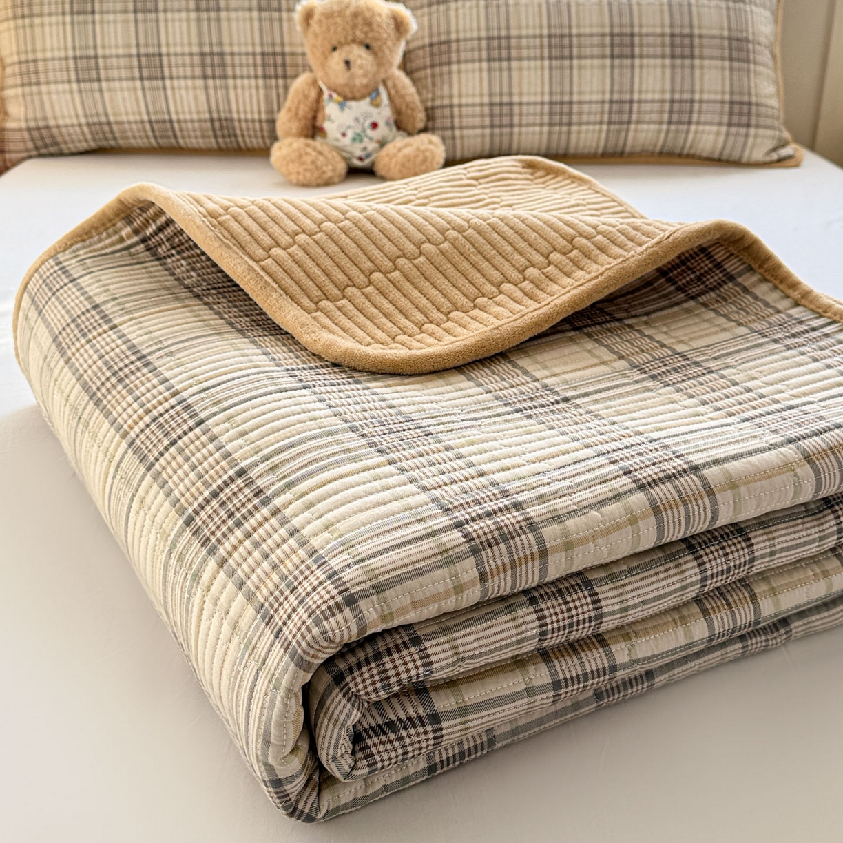 91家纺网 家纺一手货源 找家纺 恒尚居 2026新款纯棉牛奶绒双拼床垫双面两用床褥垫夹棉床盖床褥垫-冬款四季通用-系列一 纽约格【A纯棉-B牛奶绒】