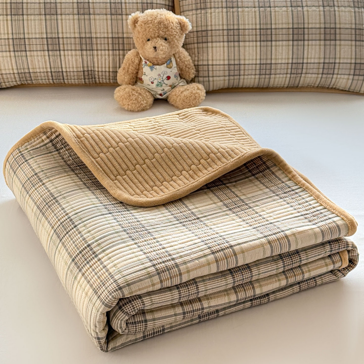 91家纺网 家纺一手货源 找家纺 恒尚居 2026新款纯棉牛奶绒双拼床垫双面两用床褥垫夹棉床盖床褥垫-冬款四季通用-系列一 纽约格【A纯棉-B牛奶绒】