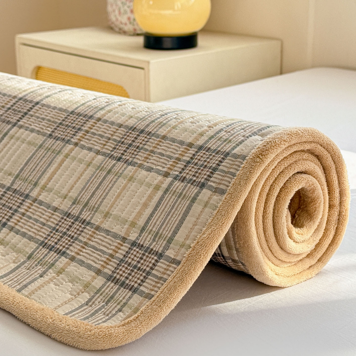 91家纺网 家纺一手货源 找家纺 恒尚居 2026新款纯棉牛奶绒双拼床垫双面两用床褥垫夹棉床盖床褥垫-冬款四季通用-系列一 纽约格【A纯棉-B牛奶绒】