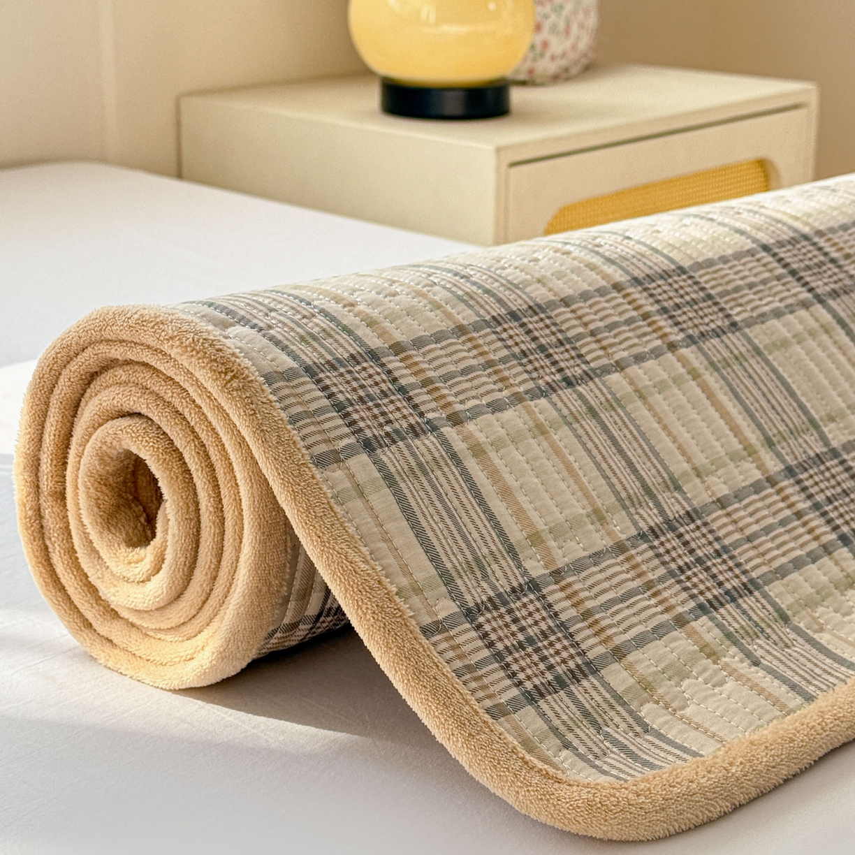 91家纺网 家纺一手货源 找家纺 恒尚居 2026新款纯棉牛奶绒双拼床垫双面两用床褥垫夹棉床盖床褥垫-冬款四季通用-系列一 纽约格【A纯棉-B牛奶绒】