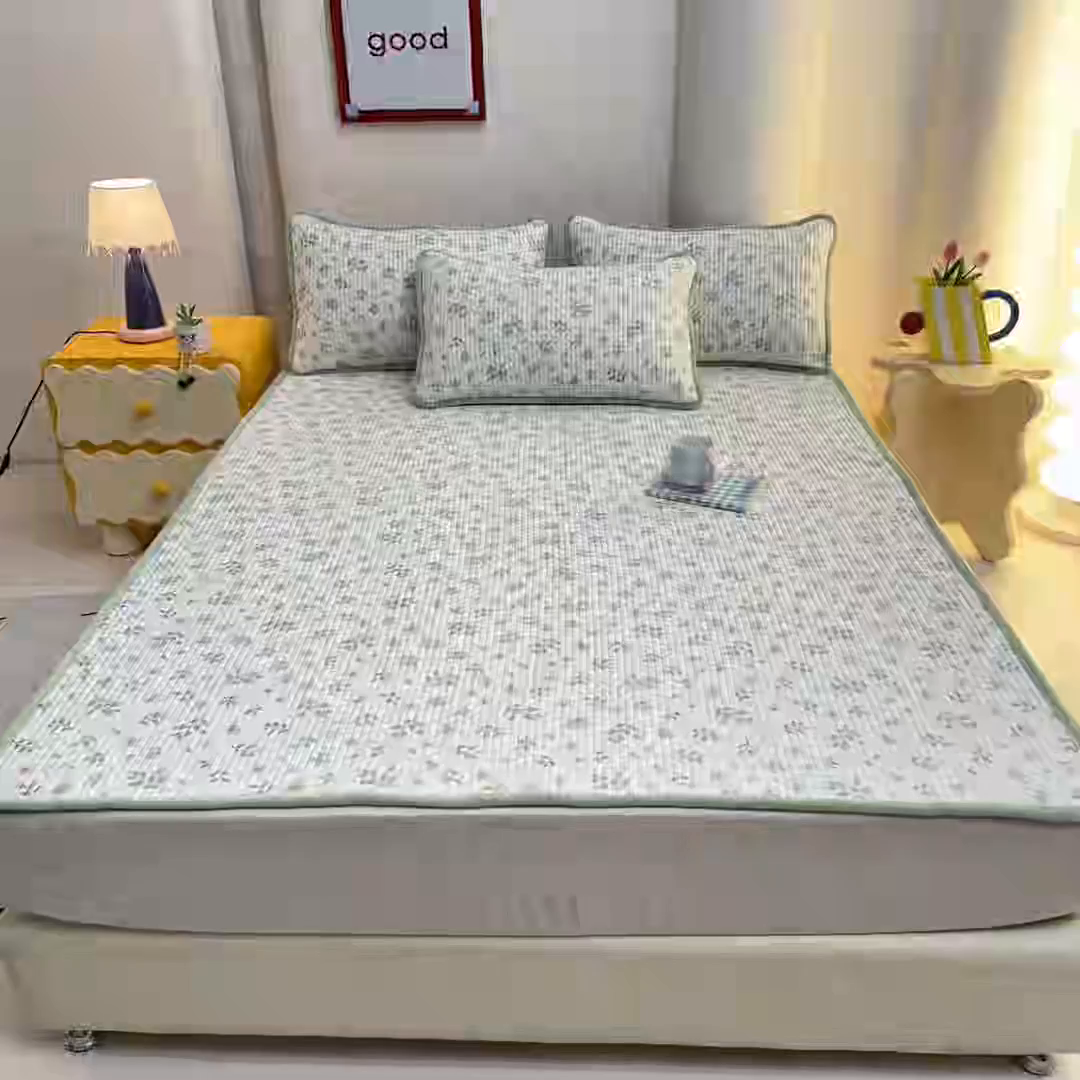 91家纺网 家纺一手货源 找家纺 恒尚居 2026新款纯棉牛奶绒双拼床垫双面两用床褥垫夹棉床盖床褥垫-冬款四季通用-系列一 清新雅韵【A纯棉-B牛奶绒】