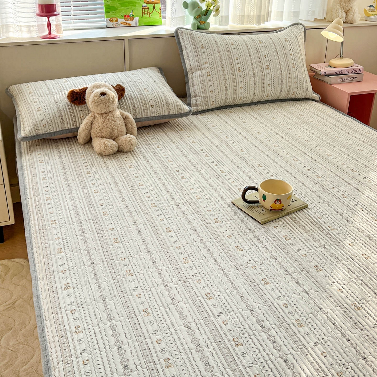 91家纺网 家纺一手货源 找家纺 恒尚居 2026新款纯棉牛奶绒双拼床垫双面两用床褥垫夹棉床盖床褥垫-冬款四季通用-系列一 甜茶学院【A纯棉-B牛奶绒】