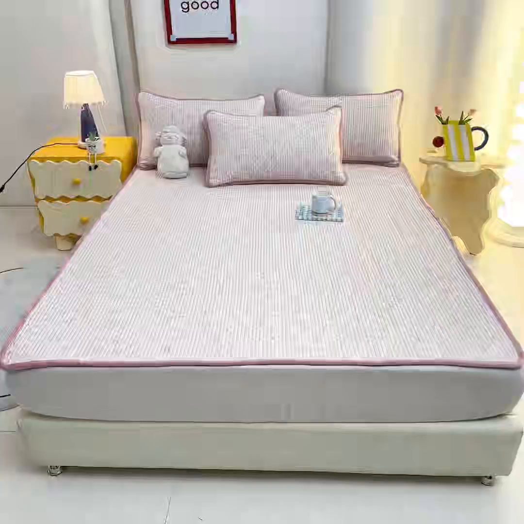 91家纺网 家纺一手货源 找家纺 恒尚居 2026新款纯棉牛奶绒双拼床垫双面两用床褥垫夹棉床盖床褥垫-冬款四季通用-系列一 樱花灿灿【A纯棉-B牛奶绒】