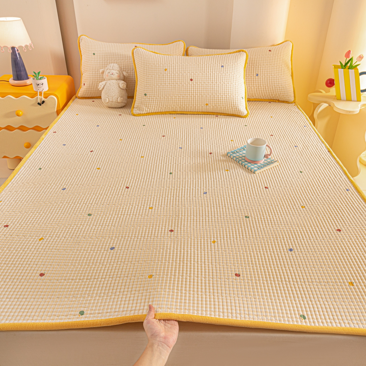 恒尚居 2026新款纯棉牛奶绒双拼床垫双面两用床褥垫夹棉床盖床褥垫-冬款四季通用-系列一 雨果【A纯棉-B牛奶绒】