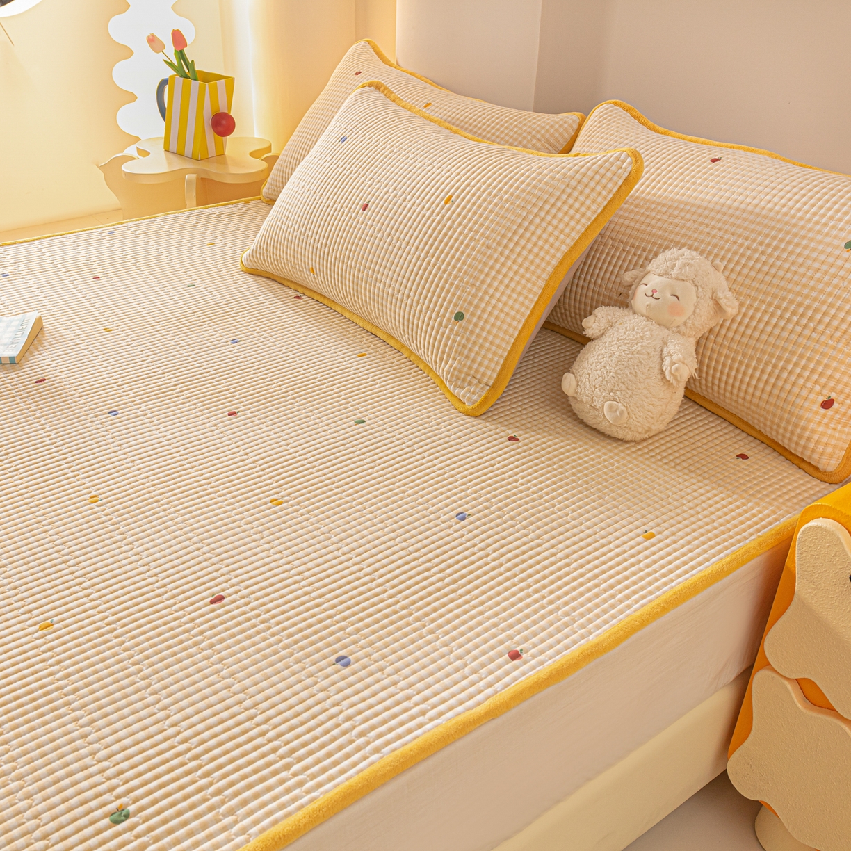 91家纺网 家纺一手货源 找家纺 恒尚居 2026新款纯棉牛奶绒双拼床垫双面两用床褥垫夹棉床盖床褥垫-冬款四季通用-系列一 雨果【A纯棉-B牛奶绒】