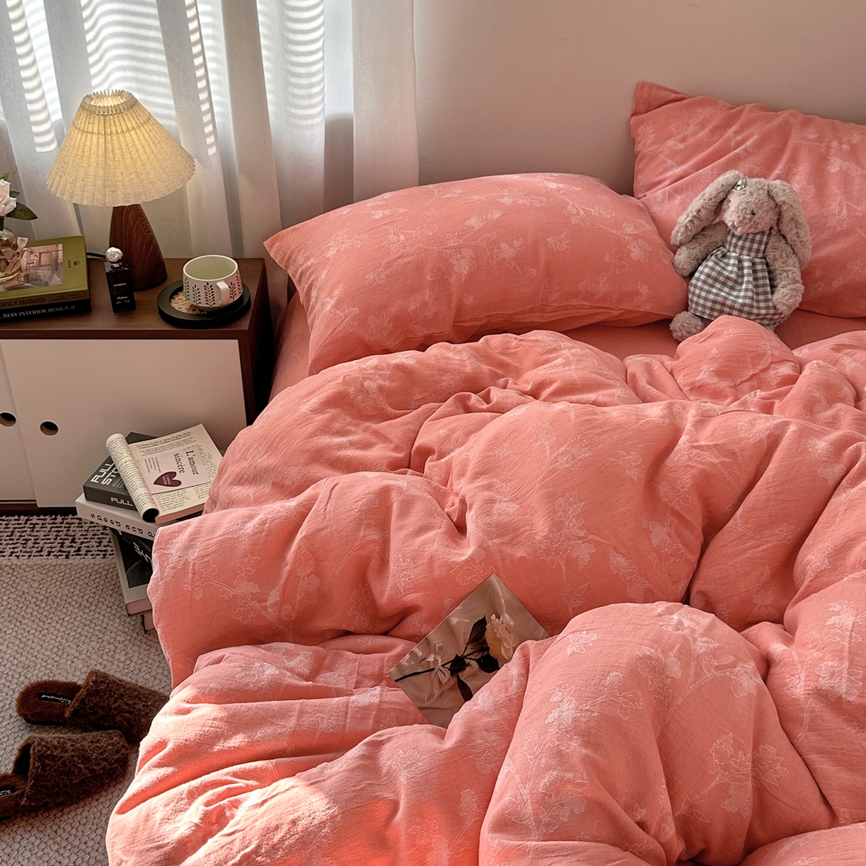 91家纺网 家纺一手货源 找家纺 （总）艾咪-Amy ntmy 2026新款法式复古风全棉色织提花四件套-素雅