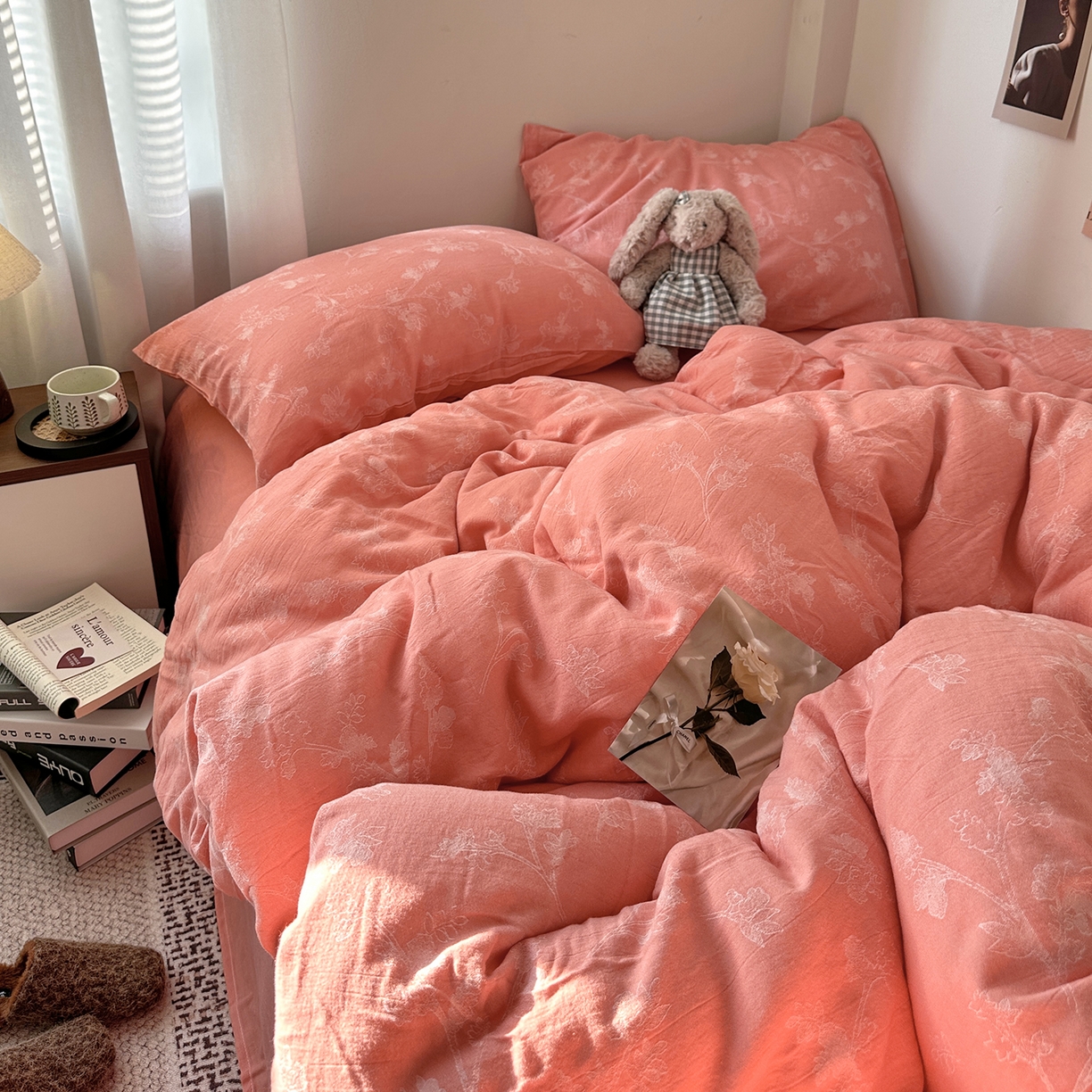 91家纺网 家纺一手货源 找家纺 （总）艾咪-Amy ntmy 2026新款法式复古风全棉色织提花四件套-素雅