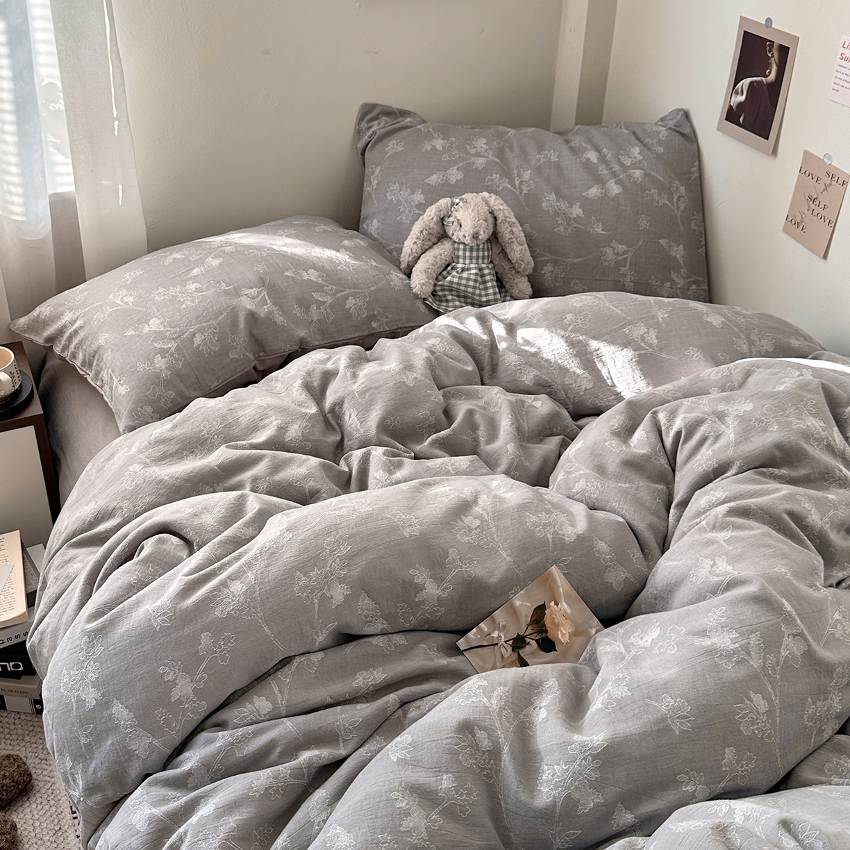 91家纺网 家纺一手货源 找家纺 艾咪-Amy ntmy 2026新款法式复古风全棉色织提花四件套-素雅 素雅灰