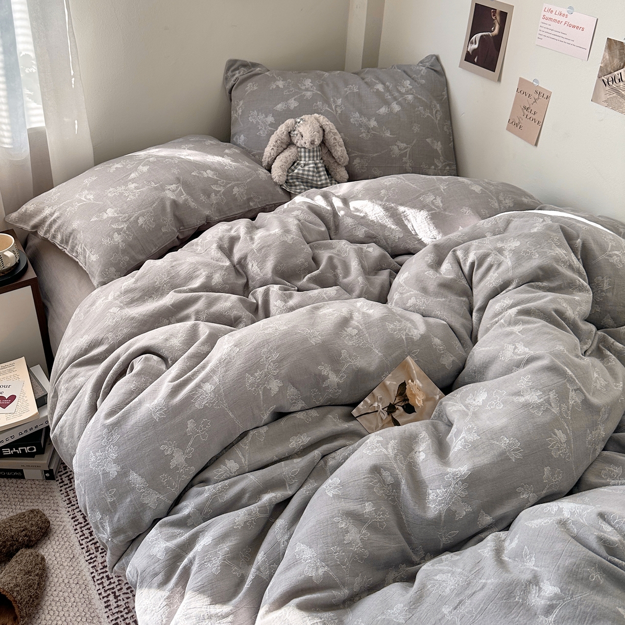 91家纺网 家纺一手货源 找家纺 艾咪-Amy ntmy 2026新款法式复古风全棉色织提花四件套-素雅 素雅灰