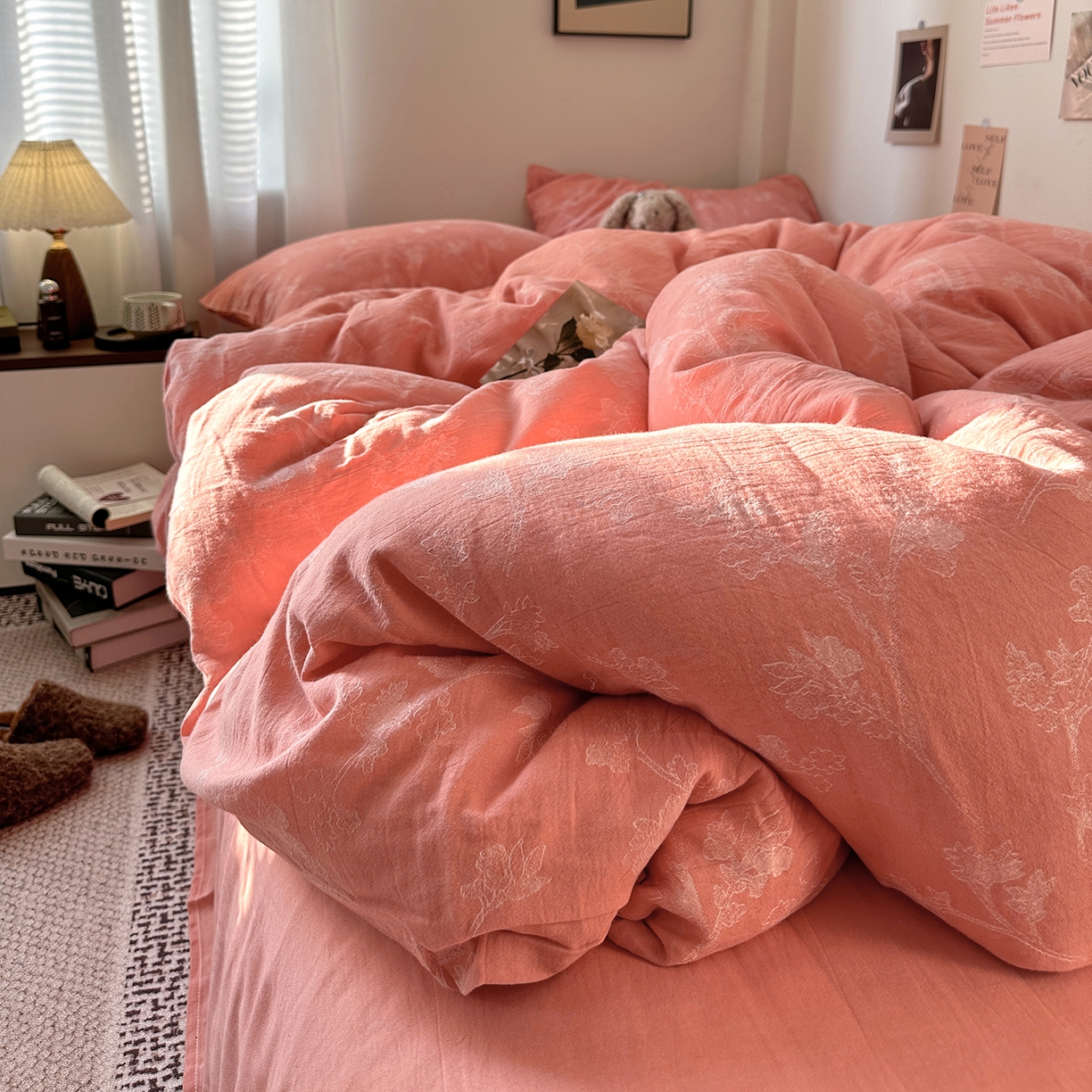 91家纺网 家纺一手货源 找家纺 艾咪-Amy ntmy 2026新款法式复古风全棉色织提花四件套-素雅 素雅橙