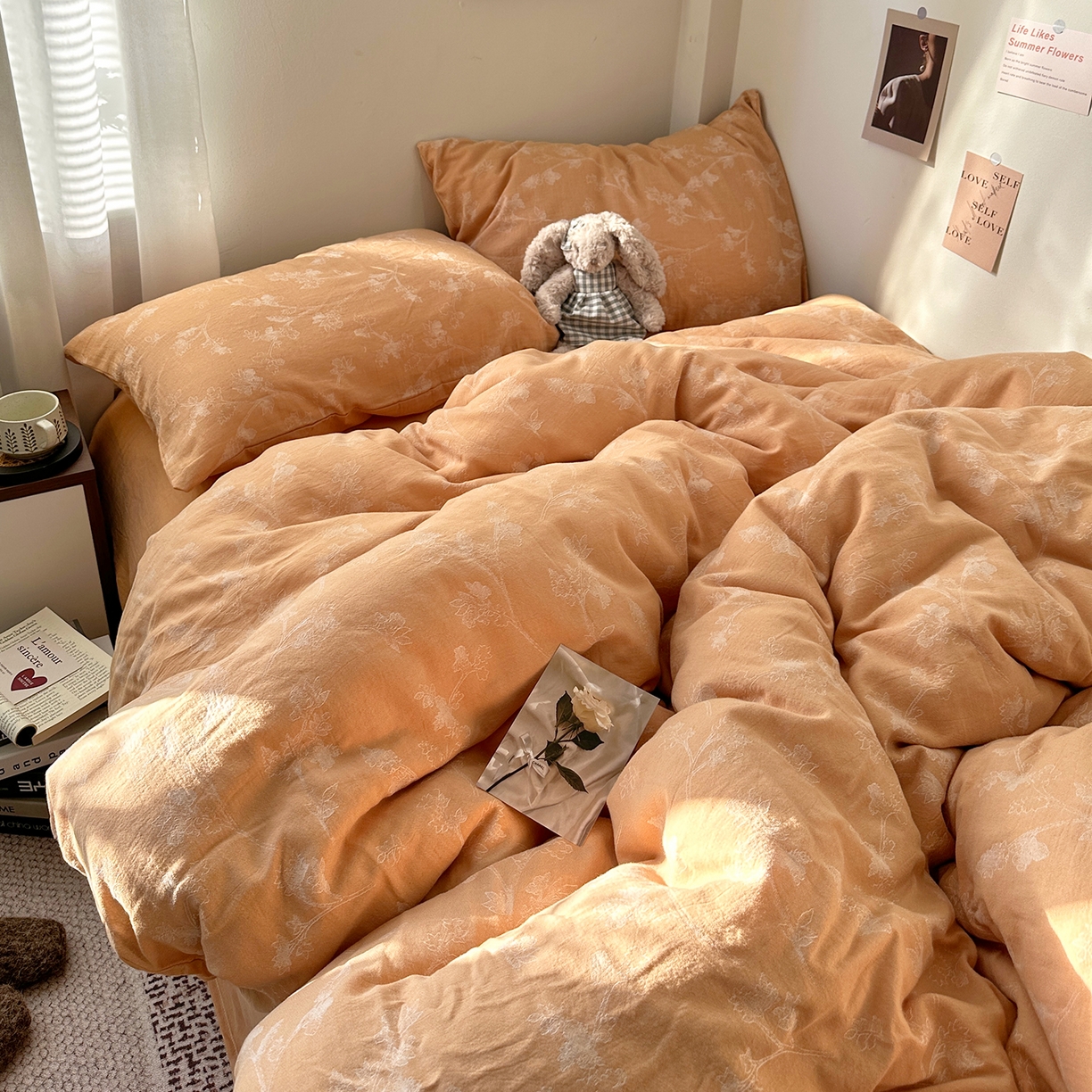 91家纺网 家纺一手货源 找家纺 艾咪-Amy ntmy 2026新款法式复古风全棉色织提花四件套-素雅 素雅黄