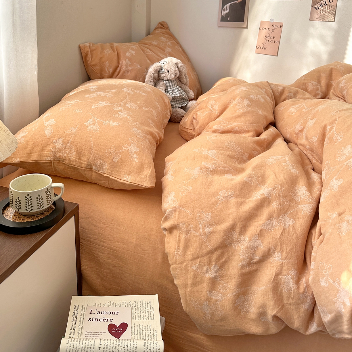 91家纺网 家纺一手货源 找家纺 艾咪-Amy ntmy 2026新款法式复古风全棉色织提花四件套-素雅 素雅黄