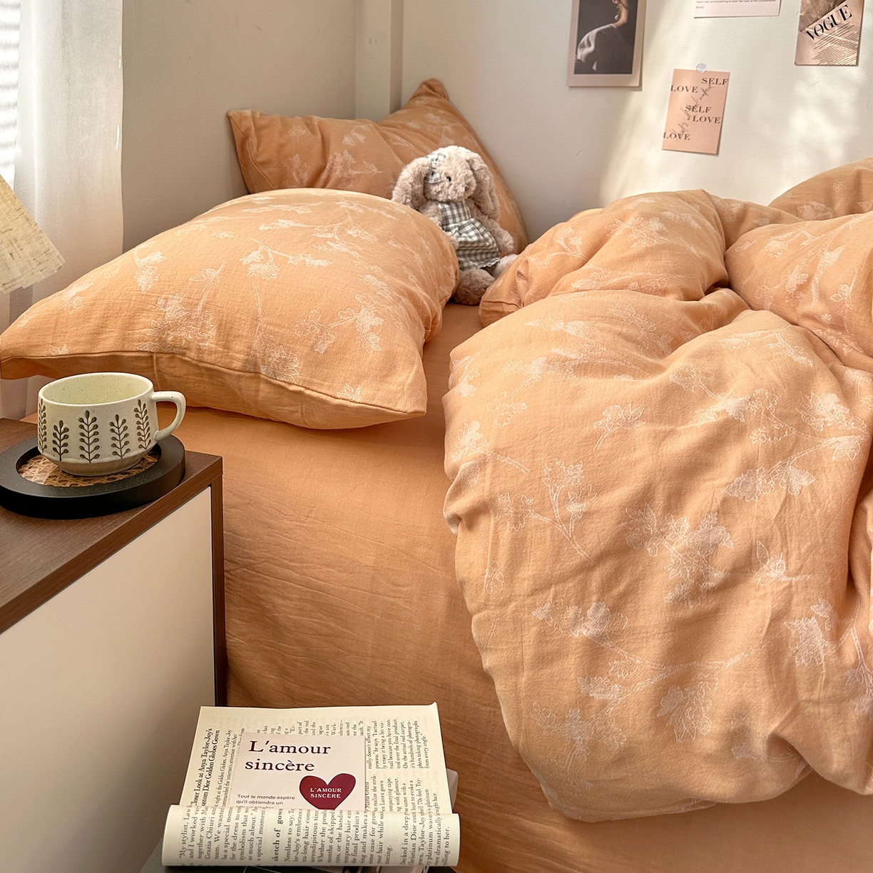 91家纺网 家纺一手货源 找家纺 艾咪-Amy ntmy 2026新款法式复古风全棉色织提花四件套-素雅 素雅黄