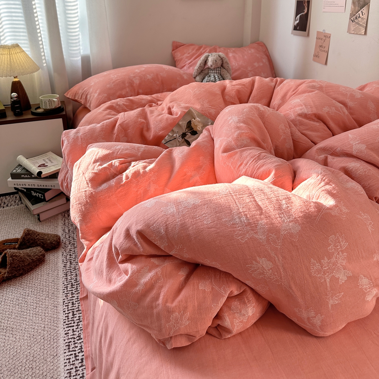 91家纺网 家纺一手货源 找家纺 艾咪-Amy ntmy 2026新款法式复古风全棉色织提花四件套-素雅 素雅橙