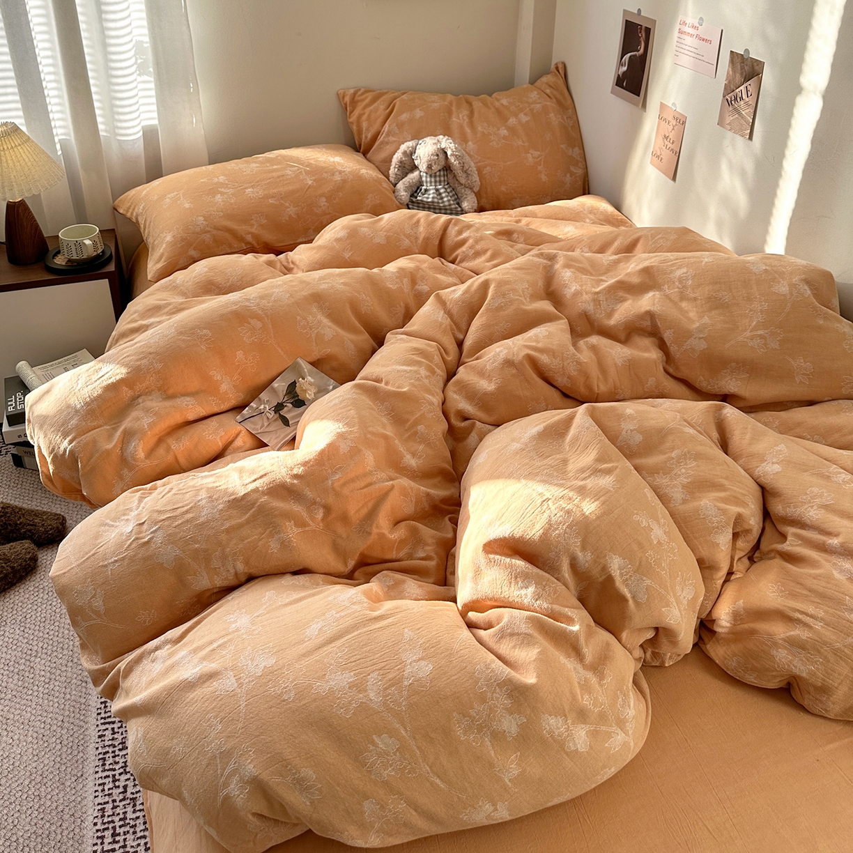 91家纺网 家纺一手货源 找家纺 艾咪-Amy ntmy 2026新款法式复古风全棉色织提花四件套-素雅 素雅黄