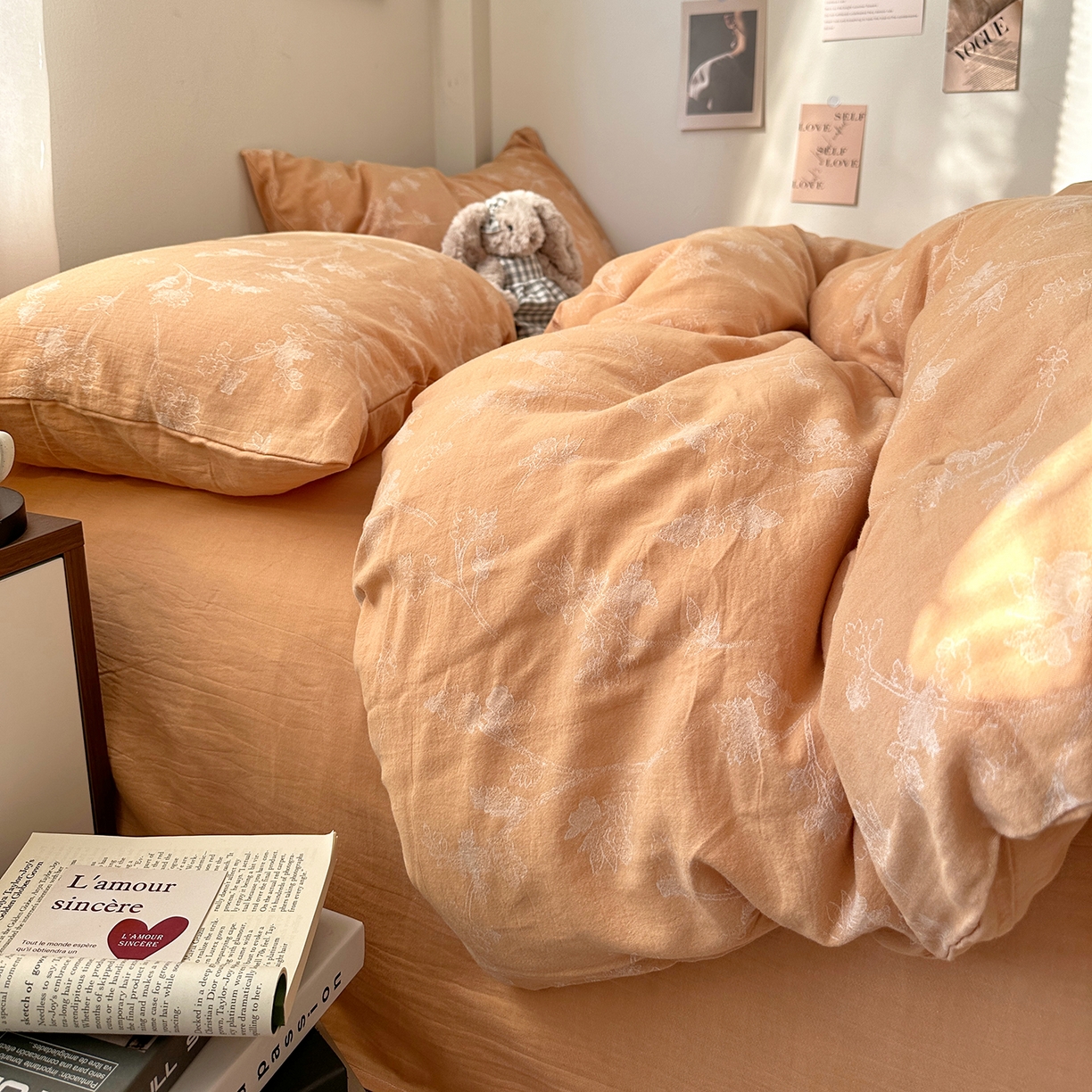 91家纺网 家纺一手货源 找家纺 艾咪-Amy ntmy 2026新款法式复古风全棉色织提花四件套-素雅 素雅黄