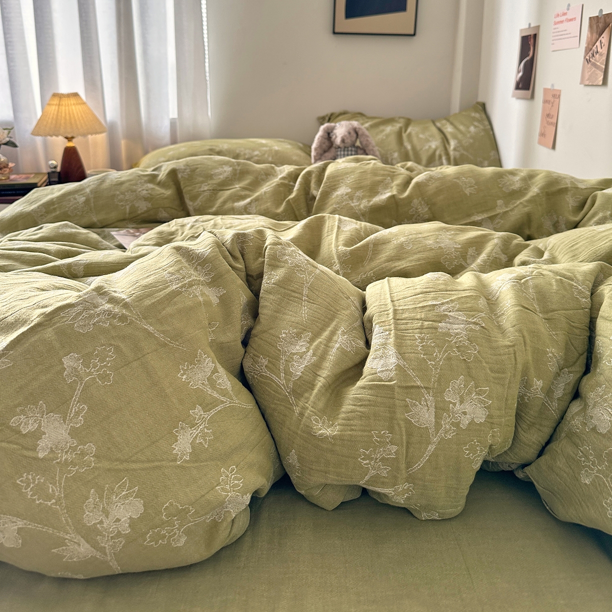 91家纺网 家纺一手货源 找家纺 艾咪-Amy ntmy 2026新款法式复古风全棉色织提花四件套-素雅 素雅绿