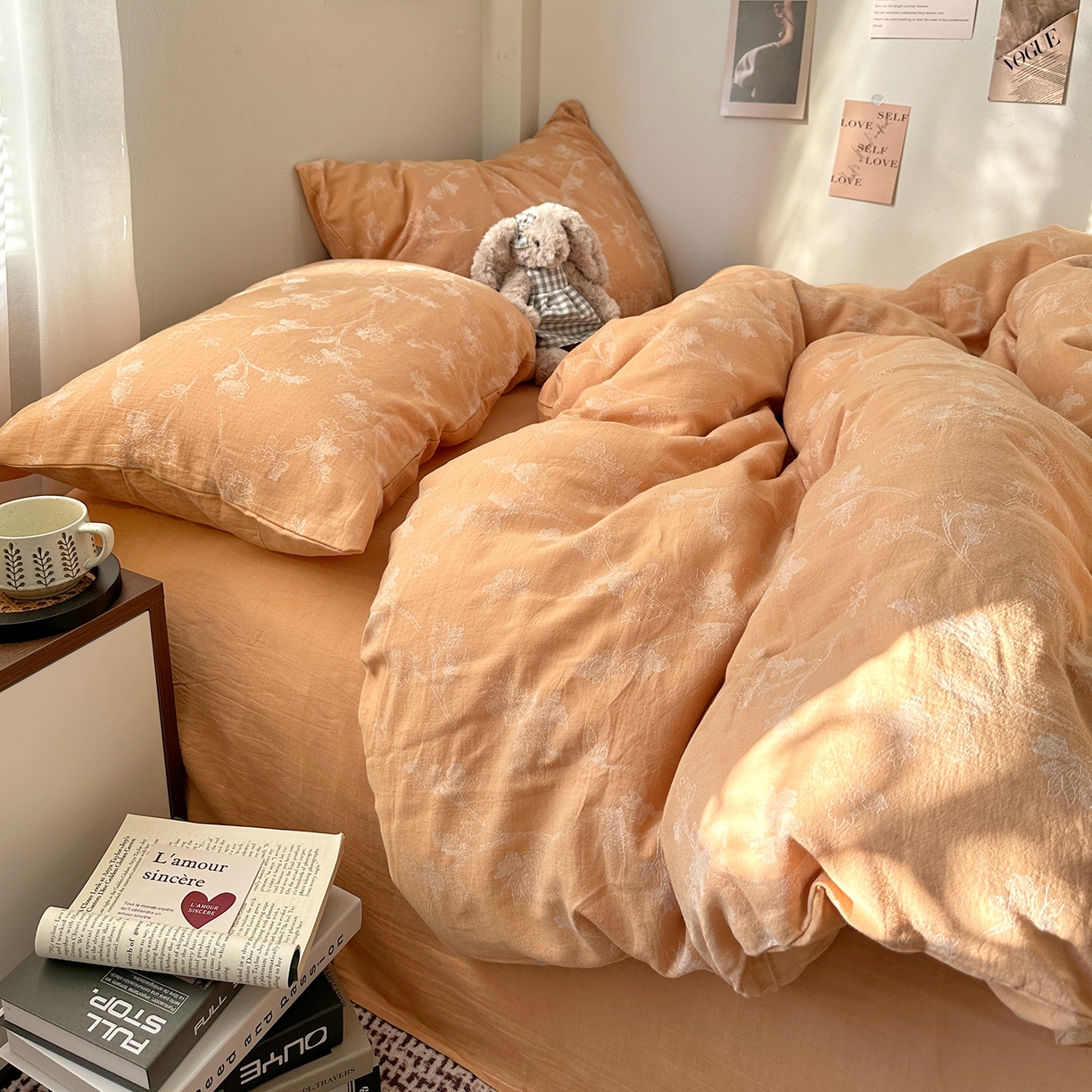 91家纺网 家纺一手货源 找家纺 艾咪-Amy ntmy 2026新款法式复古风全棉色织提花四件套-素雅 素雅黄