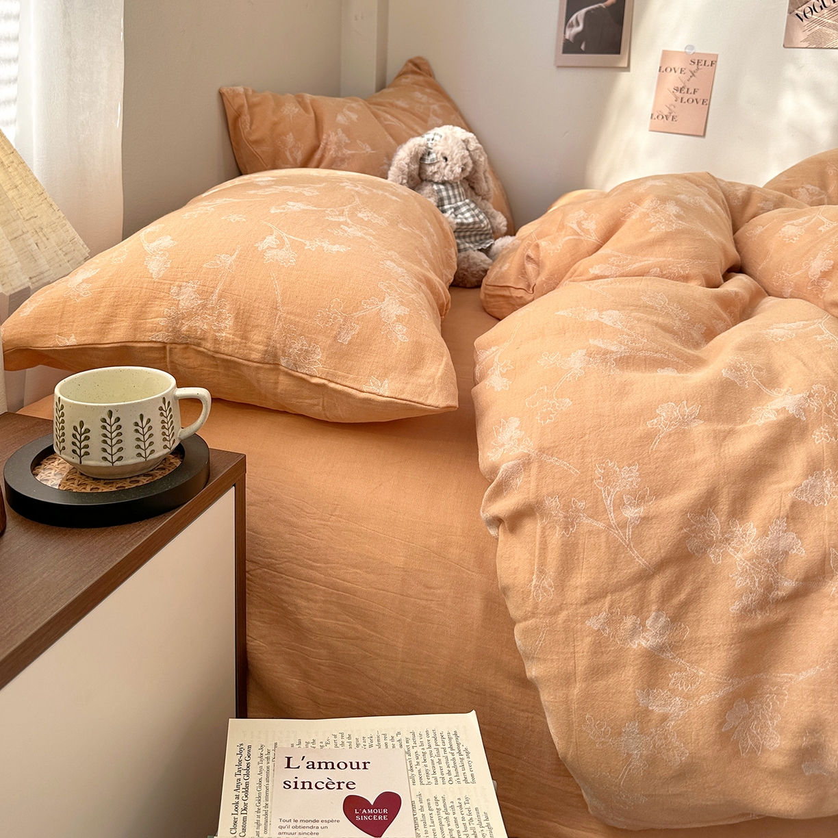 91家纺网 家纺一手货源 找家纺 艾咪-Amy ntmy 2026新款法式复古风全棉色织提花四件套-素雅 素雅黄