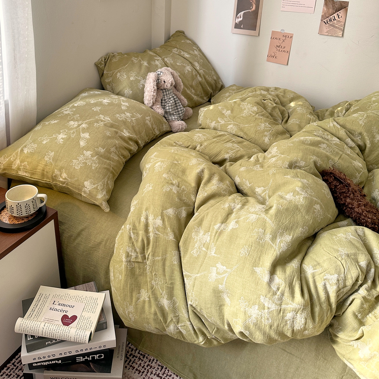 艾咪-Amy ntmy 2026新款法式复古风全棉色织提花四件套-素雅 素雅绿