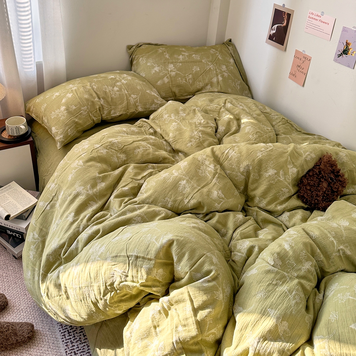 91家纺网 家纺一手货源 找家纺 艾咪-Amy ntmy 2026新款法式复古风全棉色织提花四件套-素雅 素雅绿