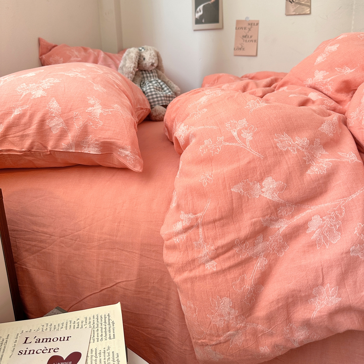 91家纺网 家纺一手货源 找家纺 艾咪-Amy ntmy 2026新款法式复古风全棉色织提花四件套-素雅 素雅橙