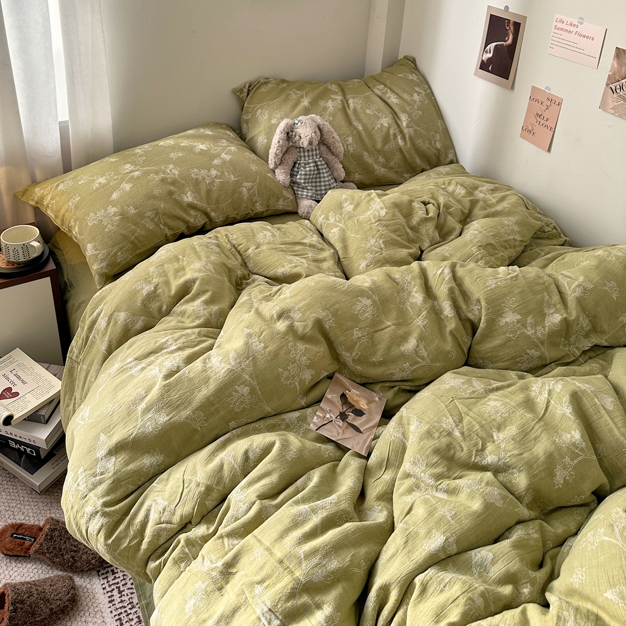 91家纺网 家纺一手货源 找家纺 艾咪-Amy ntmy 2026新款法式复古风全棉色织提花四件套-素雅 素雅绿