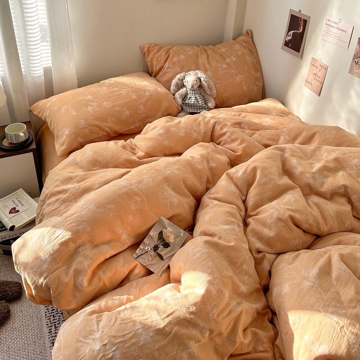 91家纺网 家纺一手货源 找家纺 艾咪-Amy ntmy 2026新款法式复古风全棉色织提花四件套-素雅 素雅黄