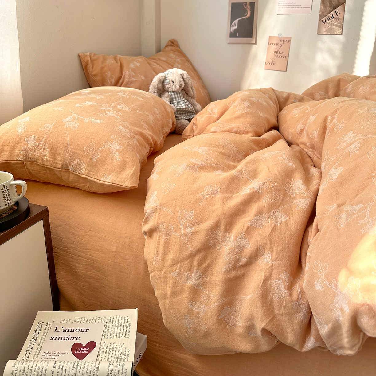 91家纺网 家纺一手货源 找家纺 艾咪-Amy ntmy 2026新款法式复古风全棉色织提花四件套-素雅 素雅黄