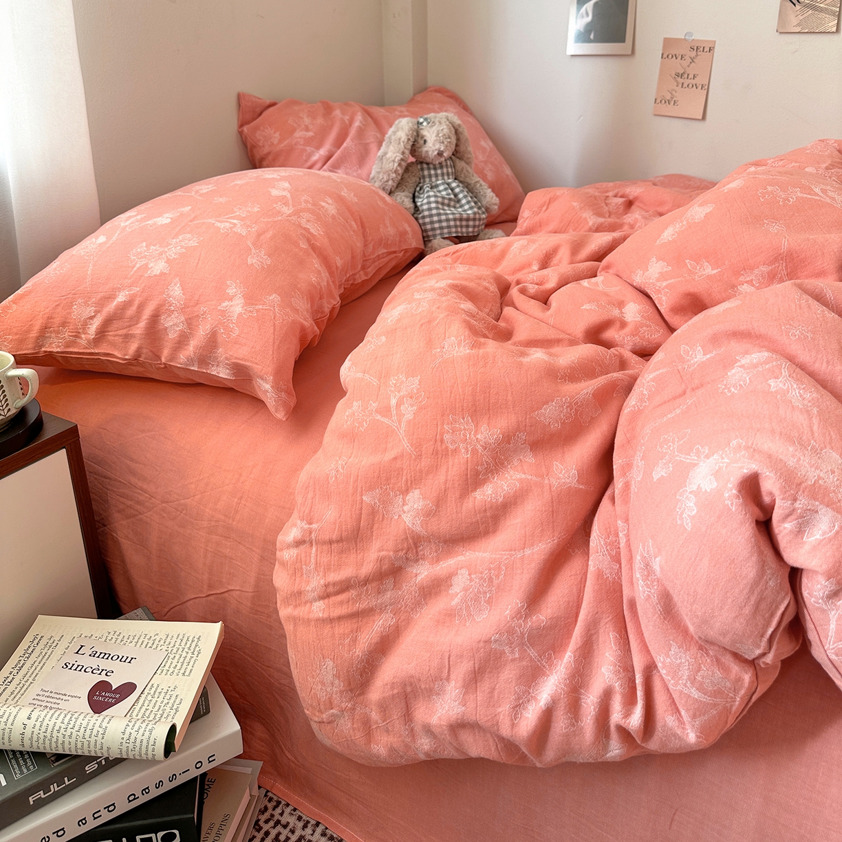 91家纺网 家纺一手货源 找家纺 艾咪-Amy ntmy 2026新款法式复古风全棉色织提花四件套-素雅 素雅橙