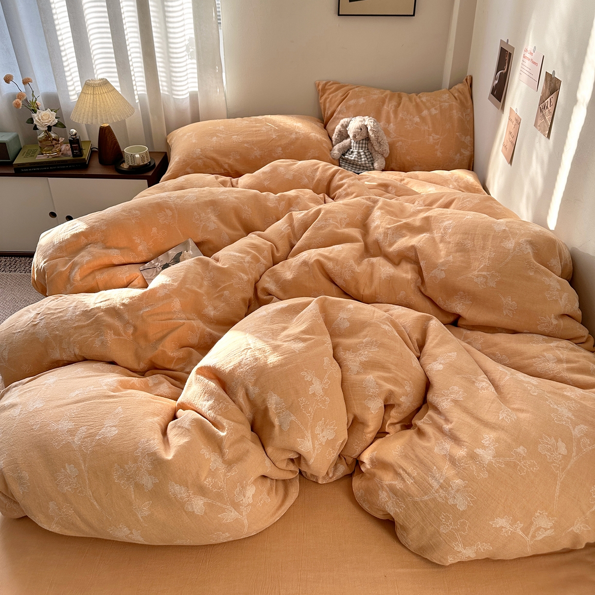 91家纺网 家纺一手货源 找家纺 艾咪-Amy ntmy 2026新款法式复古风全棉色织提花四件套-素雅 素雅黄