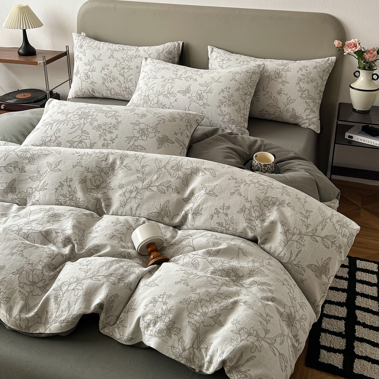 91家纺网 家纺一手货源 找家纺 （总）锦彩家居 2026新款全棉色织三层大提花四件套-花漫辞系列（提供买家秀）