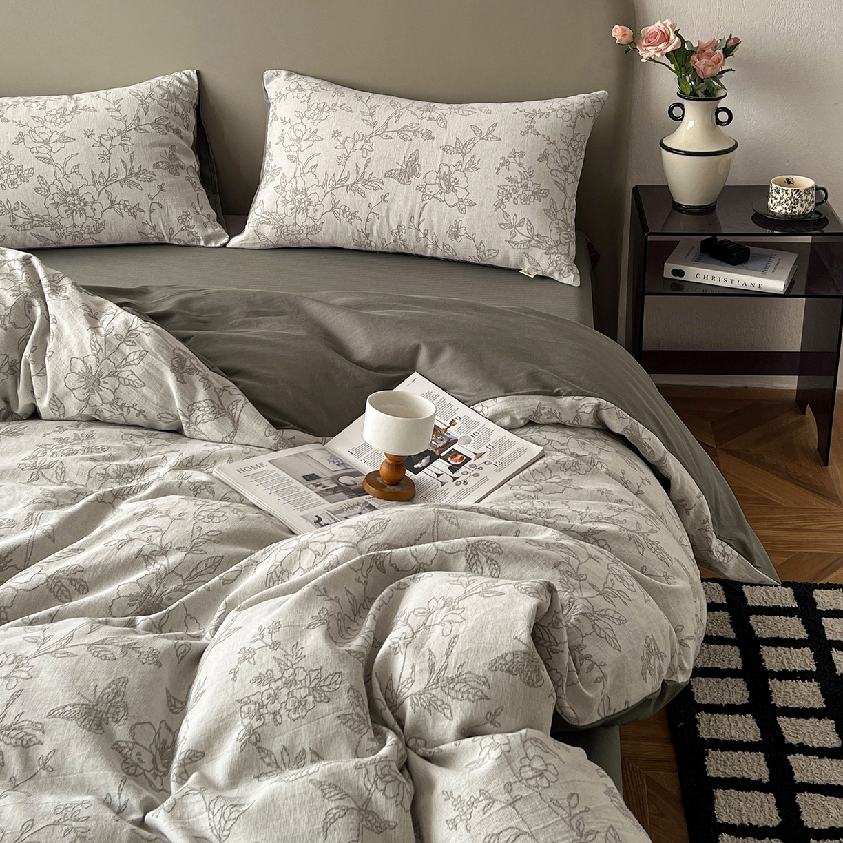 91家纺网 家纺一手货源 找家纺 （总）锦彩家居 2026新款全棉色织三层大提花四件套-花漫辞系列（提供买家秀）